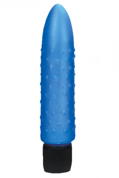 Голубой вибратор с пупырышками - 12,7 см.
