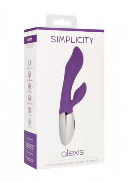 Фиолетовый вибратор Alexis с 10 режимами вибрации - 20 см.