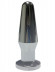 Серебристая анальная пробка с черным кристаллом - 10,3 см.