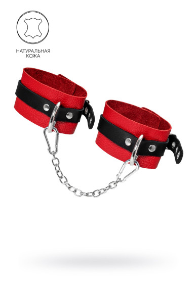 Красно-черные мягкие оковы с одним ремешком и люверсами Красно-черные мягкие оковы с одним ремешком и люверсами