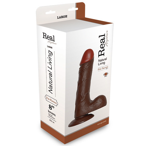 Коричневый вибратор REALISTIC VIBRATOR REAL RAPTURE BROWN - 23 см.