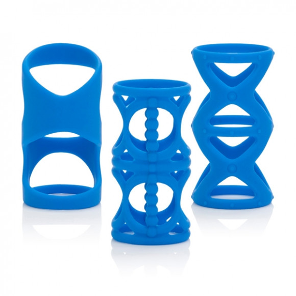 Набор насадок на пенис голубого цвета Posh Silicone Lovers Cages