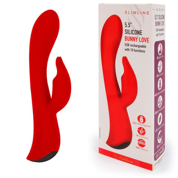 Красный вибромассажер-кролик 5 Silicone Bunny Love - 19,1 см. Красный вибромассажер-кролик 5 Silicone Bunny Love - 19,1 см.