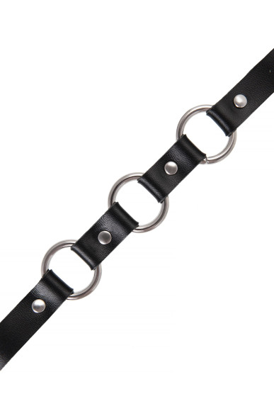 Черный кожаный чокер-ошейник с тремя кольцами Черный кожаный чокер-ошейник с тремя кольцами