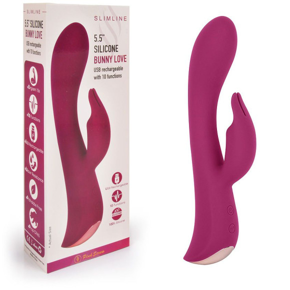 Бордовый вибромассажер-кролик 5 Silicone Bunny Love - 19,1 см. Бордовый вибромассажер-кролик 5 Silicone Bunny Love - 19,1 см.
