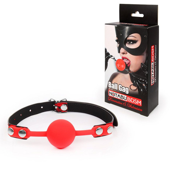 Красный кляп-шарик с черным регулируемым ремешком Красный кляп-шарик с черным регулируемым ремешком