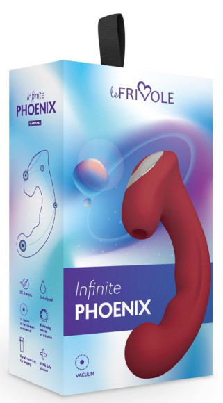 Бордовый вибратор Phoenix с вакуумной стимуляцией клитора - 18 см. Бордовый вибратор Phoenix с вакуумной стимуляцией клитора - 18 см.