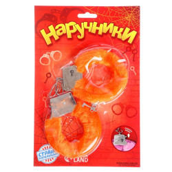 Металлические наручники с оранжевой плюшевой отделкой Металлические наручники с оранжевой плюшевой отделкой