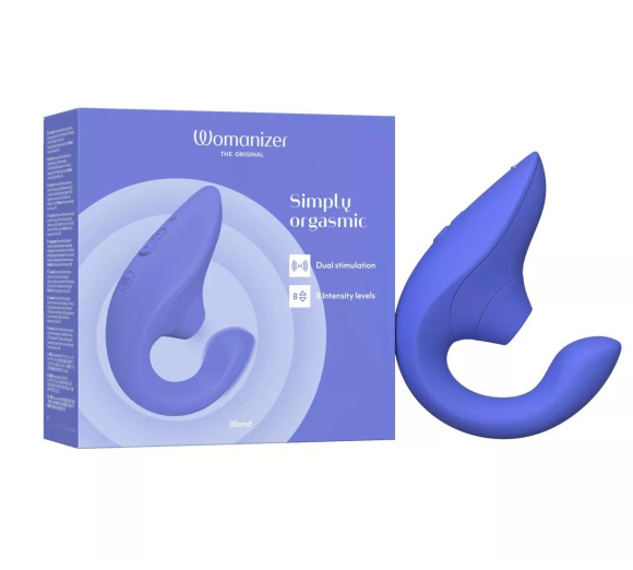 Голубой вибромассажер для двойной стимуляции Womanizer Blend Голубой вибромассажер для двойной стимуляции Womanizer Blend