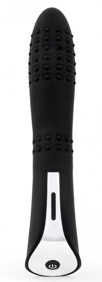 Черный вибромассажер с пупырышками с 7 режимами пульсации - 20 см. 