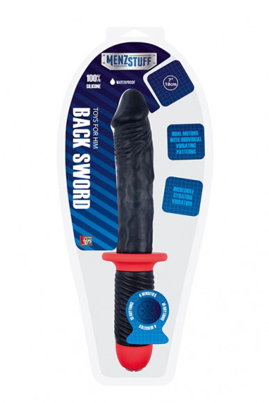 Двусторонний вибромассажёр MENZSTUFF BACK SWORD COCK - 30 см.