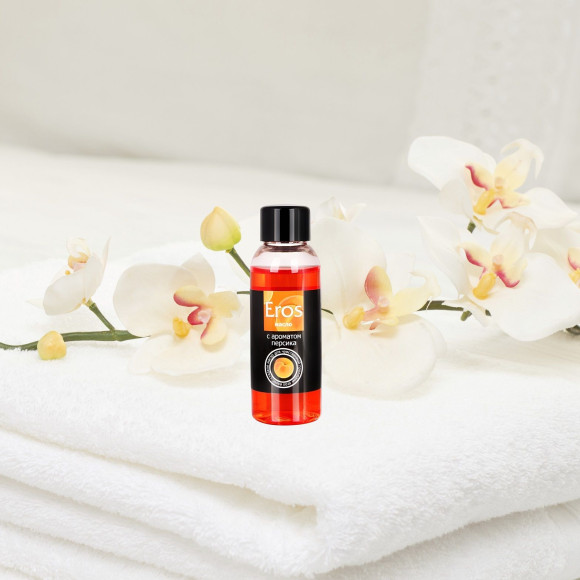Массажное масло Eros exotic с ароматом персика - 50 мл.