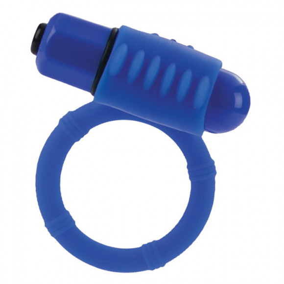 Голубое эрекционнное кольцо с двумя положениями вибростимулятора