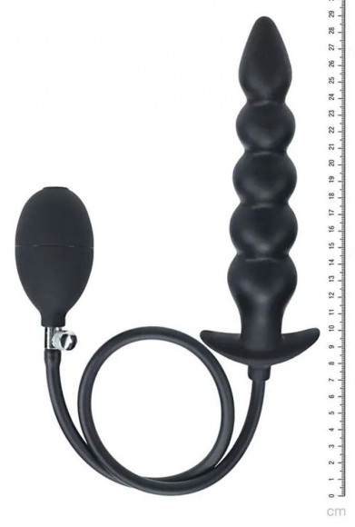 Черная анальная елочка с функцие расширения Beaded Inflatable Silicone Anal Plug