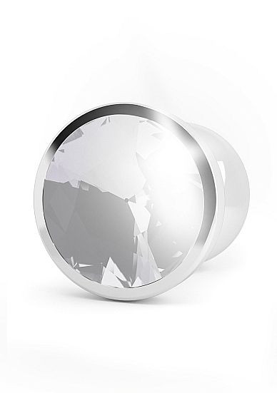 Серебристая анальная пробка R1 RICH с прозрачным кристаллом - 12 см. Серебристая анальная пробка R1 RICH с прозрачным кристаллом - 12 см.
