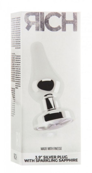 Серебристая анальная пробка R1 RICH с прозрачным кристаллом - 12 см. Серебристая анальная пробка R1 RICH с прозрачным кристаллом - 12 см.