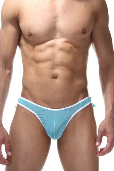 Голубые трусы-тонги с бахромой на ягодицах Голубые трусы-тонги с бахромой на ягодицах