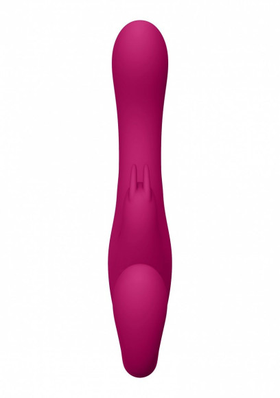 Розовый безремневой вибрострапон Suki со стимулятором клитора - 22 см. Розовый безремневой вибрострапон Suki со стимулятором клитора - 22 см.