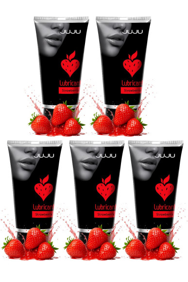 Набор из 5 съедобных лубрикантов JUJU со вкусом клубники Набор из 5 съедобных лубрикантов JUJU со вкусом клубники