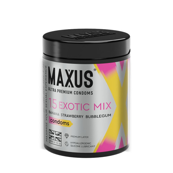 Цветные ароматизированные презервативы MAXUS Exotic Mix - 15 шт. Цветные ароматизированные презервативы MAXUS Exotic Mix - 15 шт.