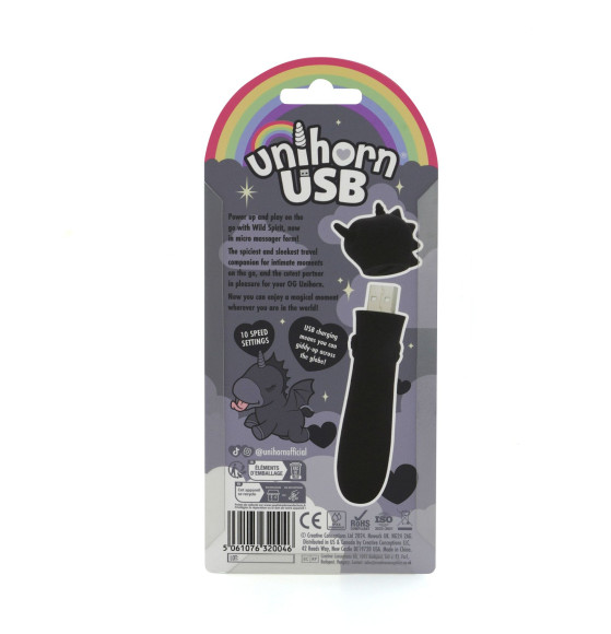 Черная вибропуля Unihorn USB Wild Spirit со стимуляцией язычком Черная вибропуля Unihorn USB Wild Spirit со стимуляцией язычком