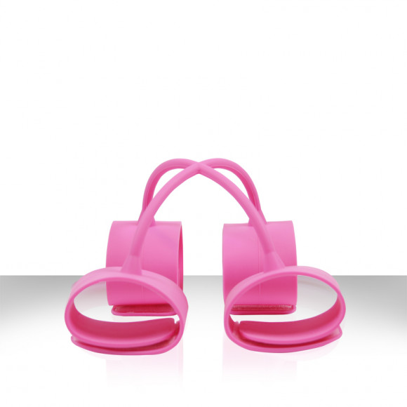 Набор розовых наножников и наручников Silicone Submissions Hog Tie Cuffs