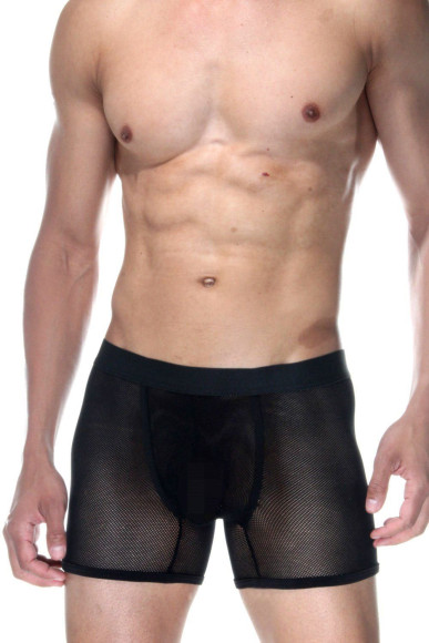 Черные полупрозрачные трусы-боксеры Черные полупрозрачные трусы-боксеры