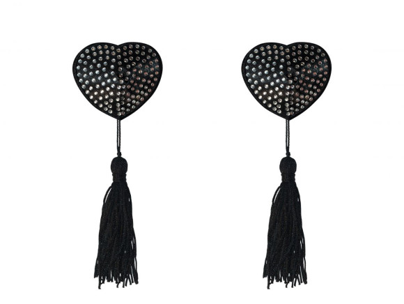 Черные пэстисы-сердечки Evans с кисточками и стразами Черные пэстисы-сердечки Evans с кисточками и стразами