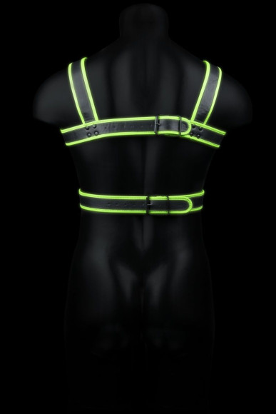 Стильная портупея Body Harness с неоновым эффектом - размер L-XL Стильная портупея Body Harness с неоновым эффектом - размер L-XL