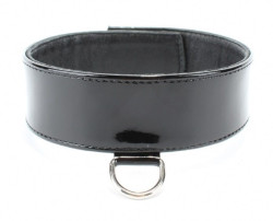 Черный лаковый ошейник на пряжке Черный лаковый ошейник на пряжке