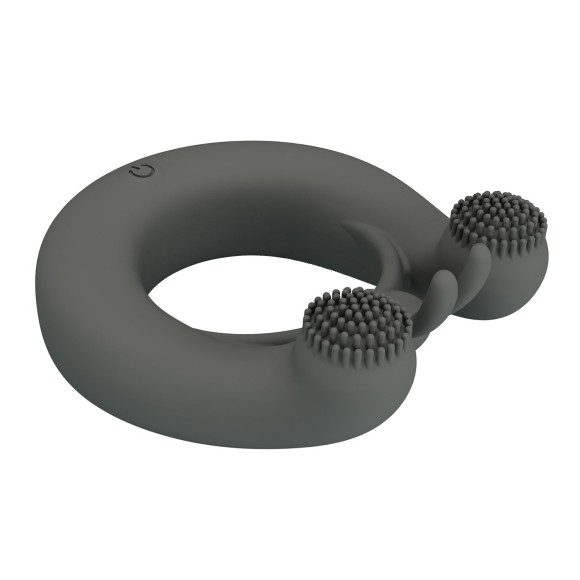 Серое эрекционное кольцо Dahlia с 2 стимулирующими щеточками Серое эрекционное кольцо Dahlia с 2 стимулирующими щеточками