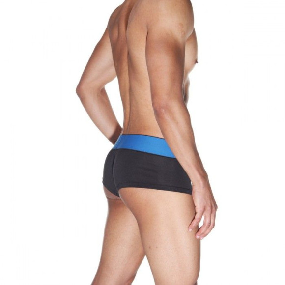 Черные трусы-хипсы на широком синем поясе Черные трусы-хипсы на широком синем поясе