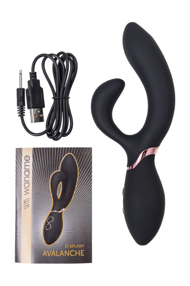 Черный вибратор Avalanche с «танцующим» клиторальным стимулятором - 20,5 см. Черный вибратор Avalanche с «танцующим» клиторальным стимулятором - 20,5 см.