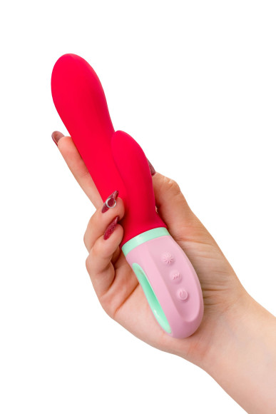 Красный вибратор с клиторальным отростком Petunia - 19 см. Красный вибратор с клиторальным отростком Petunia - 19 см.