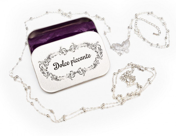 Серебристое колье на тело Farfalla