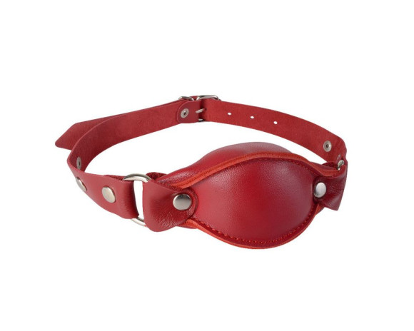 Красный кожаный кляп на регулируемых ремешках Красный кожаный кляп на регулируемых ремешках