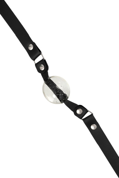 Прозрачный кляп-леденец на кожаных ремешках со вкусом пина колада Прозрачный кляп-леденец на кожаных ремешках со вкусом пина колада