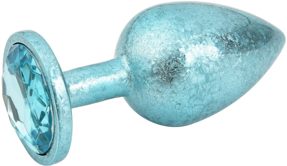 Голубая алюминиевая анальная пробка с кристаллом - 7 см. Голубая алюминиевая анальная пробка с кристаллом - 7 см.