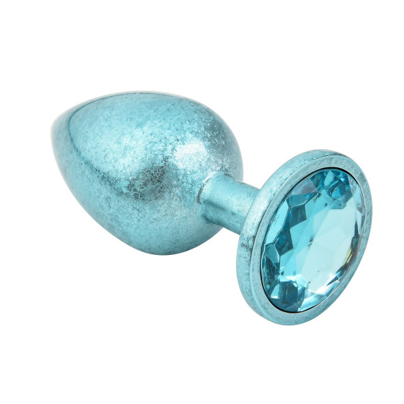 Голубая алюминиевая анальная пробка с кристаллом - 7 см. Голубая алюминиевая анальная пробка с кристаллом - 7 см.