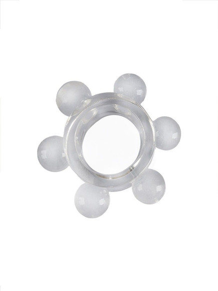 Прозрачное эрекционное кольцо с 6 стимулирующими шариками Прозрачное эрекционное кольцо с 6 стимулирующими шариками