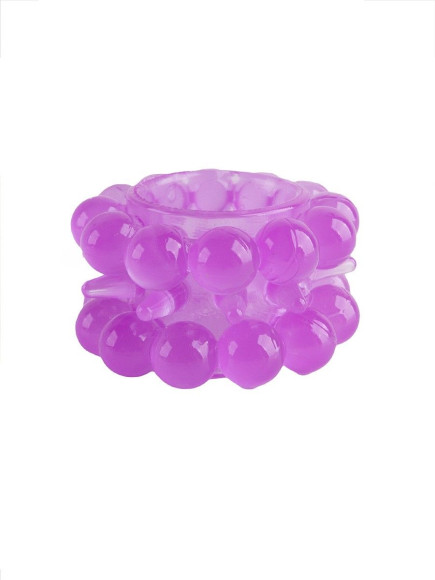 Лиловое эрекционное кольцо с 2 рядами стимулирующих шариков Лиловое эрекционное кольцо с 2 рядами стимулирующих шариков