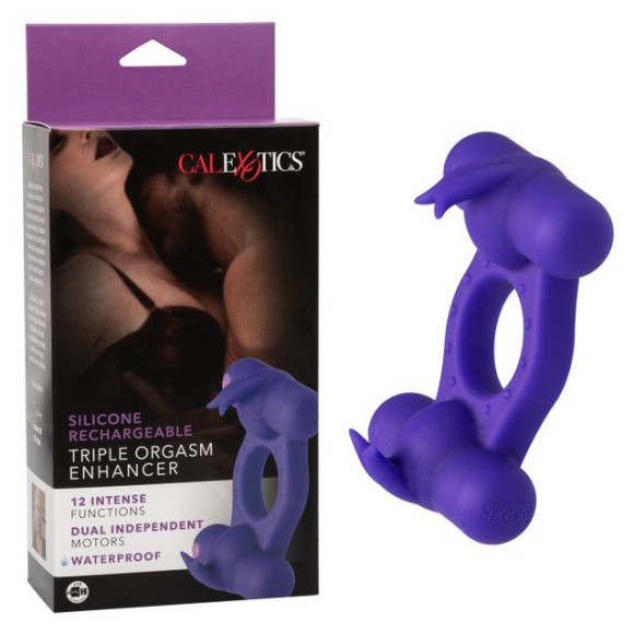Фиолетовое эрекционное виброкольцо с двумя моторами Silicone Rechargeable Triple Orgasm Enhancer Фиолетовое эрекционное виброкольцо с двумя моторами Silicone Rechargeable Triple Orgasm Enhancer