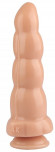 Телесный рельефный анальный фаллоимитатор - 22 см.