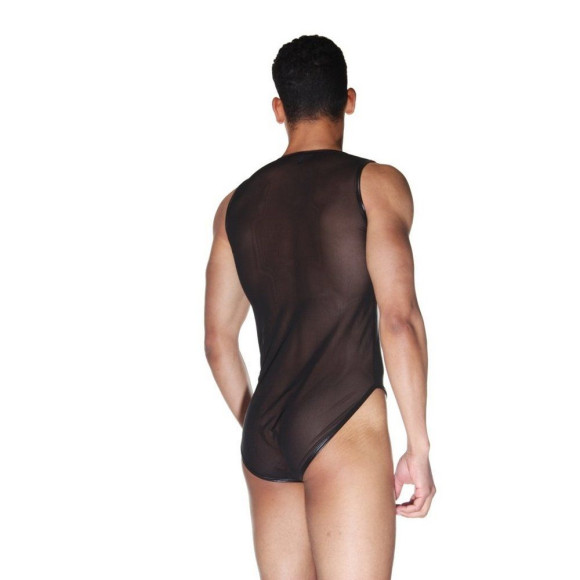 Мужское wet-look боди с прозрачной спинкой Мужское wet-look боди с прозрачной спинкой