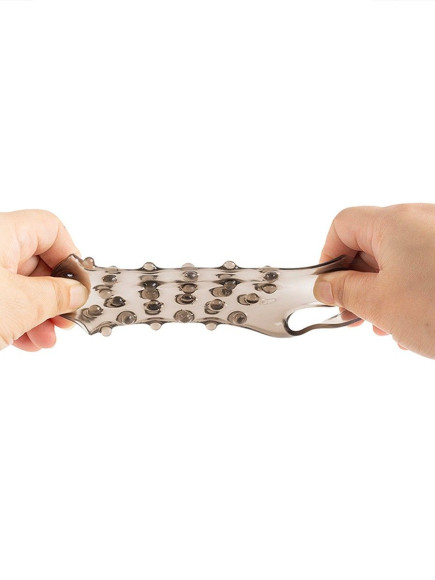 Дымчатая насадка на пенис с выпуклостями - 12 см.