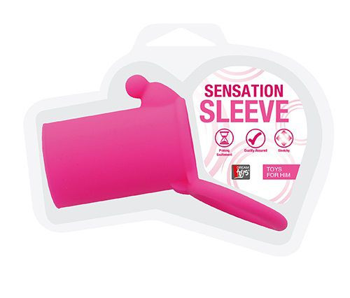 Розовая насадка-эректор NEON SENSATION SLEEVE WITH TICKLER