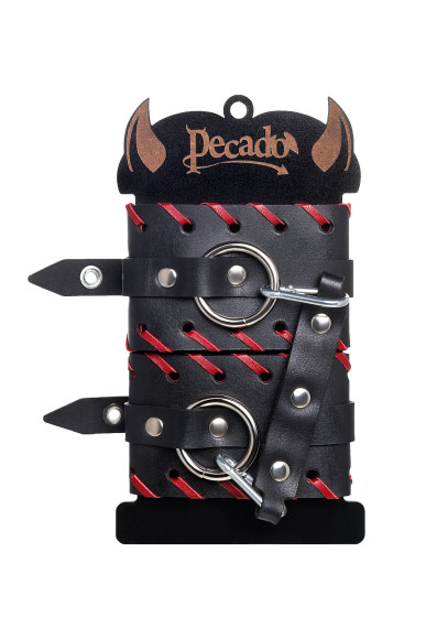 Черно-красные оковы из натуральной кожи Черно-красные оковы из натуральной кожи