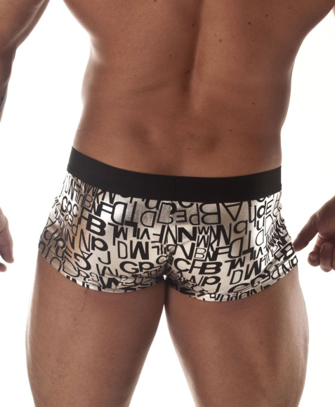 Серебристые трусы-хипсы с черными буквами Серебристые трусы-хипсы с черными буквами
