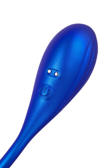 Синий двусторонний вибратор Agamien с управлением через приложение - 46 см.