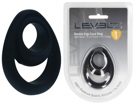 Черное эрекционное кольцо Double Ergo Silicone Cockring